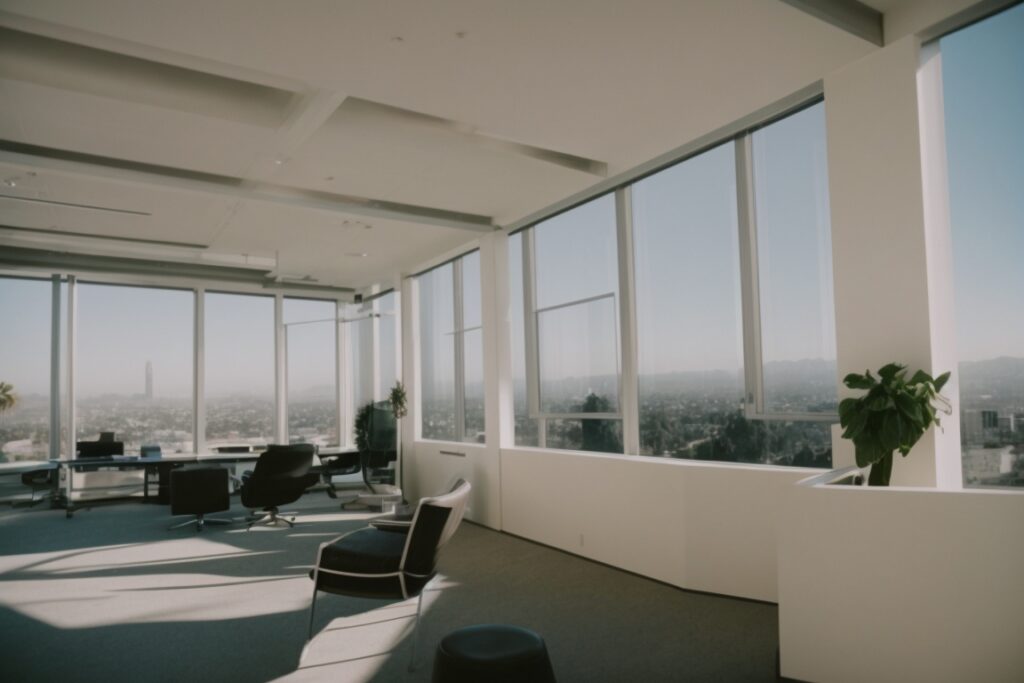 Los Angeles office with tinted windows and modern design