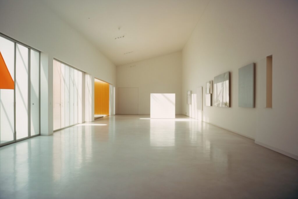 Los Angeles art gallery interior with window tints blocking UV rays