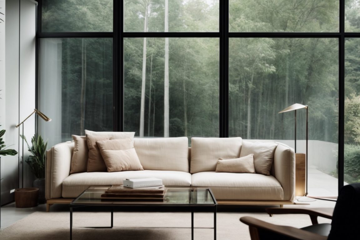 modern home interior with opaque window films protecting privacy
