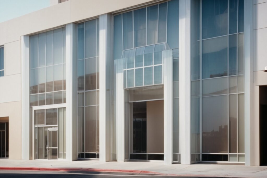 Los Angeles commercial building with decorative frosted window films