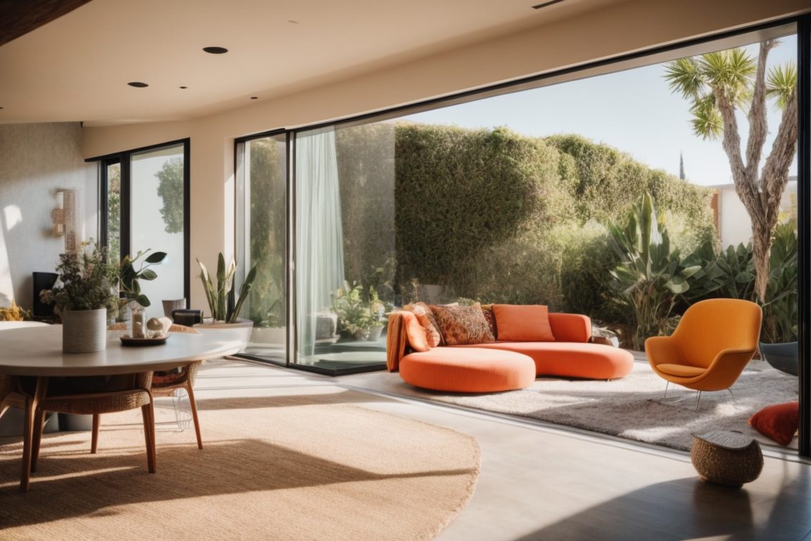 Los Angeles home interior with energy saving window film and vibrant furnishings