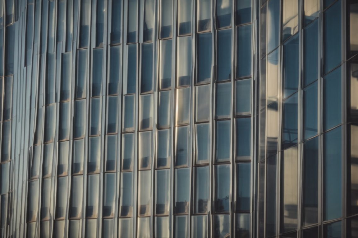 Los Angeles office building with opaque windows reflecting sunlight